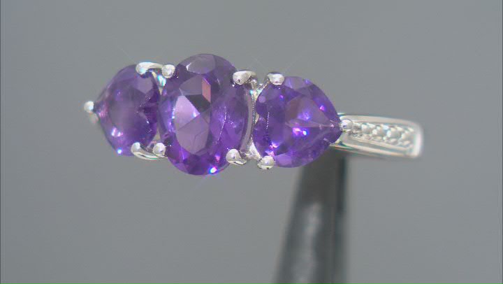 Purple African Amethyst Rhodium Over Sterling Silver Ring 2.21ctw Video Thumbnail