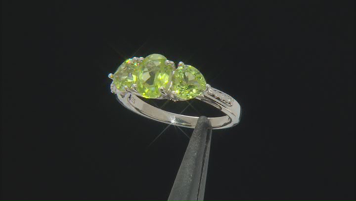 Green Peridot Rhodium Over Sterling Silver Ring 2.54ctw Video Thumbnail
