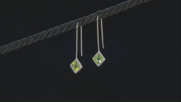 Green Peridot Rhodium Over Sterling Silver Earrings 2.05ctw Video Thumbnail