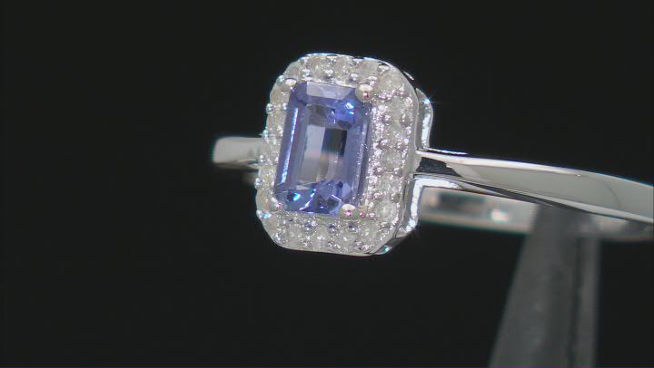 Blue Tanzanite Rhodium Over Sterling Silver Ring 0.64ctw Video Thumbnail
