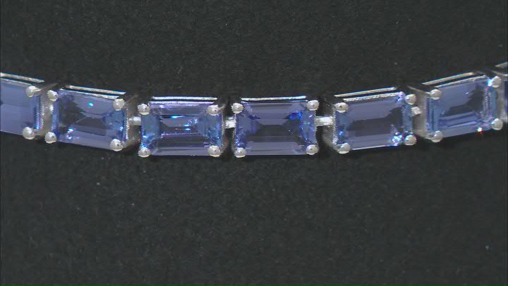 Blue Tanzanite Rhodium Over Sterling Silver Tennis Bracelet 15.65ctw Video Thumbnail