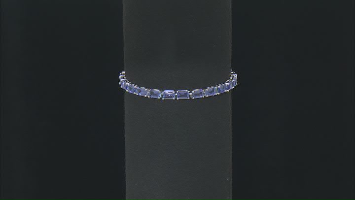 Blue Tanzanite Rhodium Over Sterling Silver Tennis Bracelet 15.65ctw Video Thumbnail