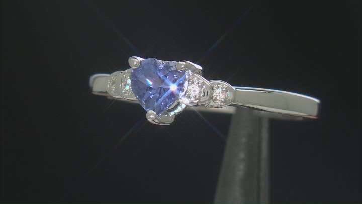 Blue Tanzanite Rhodium Over Sterling Silver Ring 0.46ctw Video Thumbnail