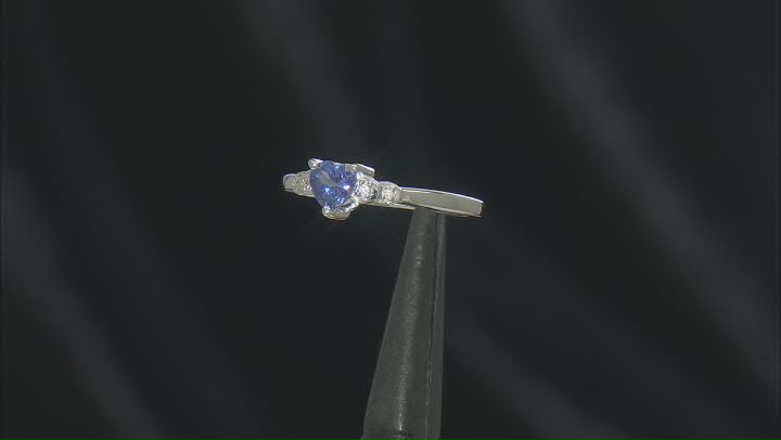 Blue Tanzanite Rhodium Over Sterling Silver Ring 0.46ctw Video Thumbnail