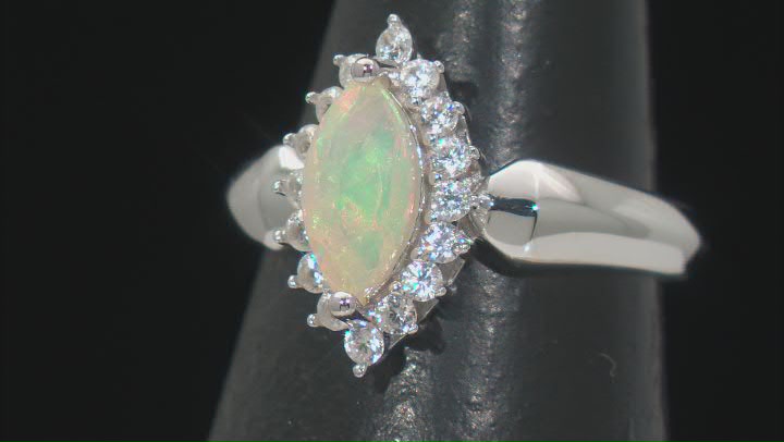 Ethiopian Opal Rhodium Over Sterling Silver Ring 1.06ctw Video Thumbnail