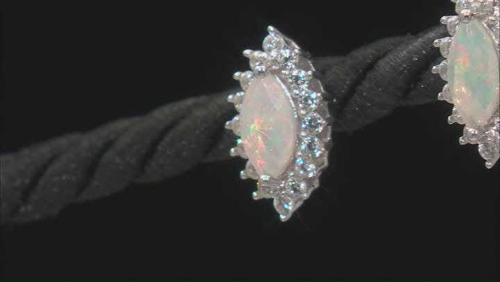 Multicolor Ethiopian Opal Rhodium Over Silver Stud Earrings 1.52ctw Video Thumbnail