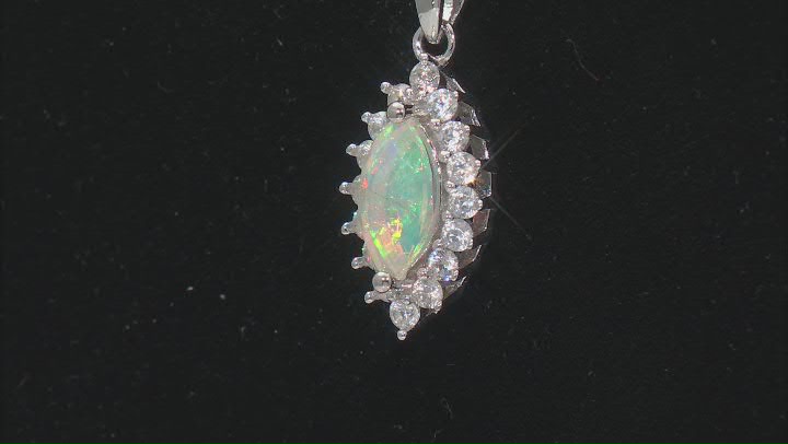 Ethiopian Opal Rhodium Over Silver Pendant With Chain 0.85ctw Video Thumbnail