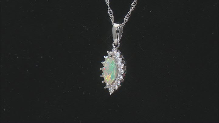 Ethiopian Opal Rhodium Over Silver Pendant With Chain 0.85ctw Video Thumbnail