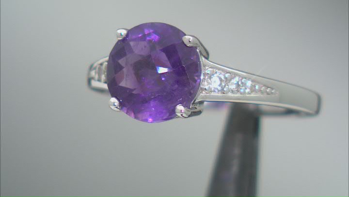 Purple African Amethyst Rhodium Over Sterling Silver Ring 2.19ctw Video Thumbnail