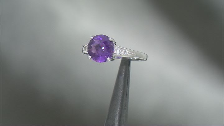 Purple African Amethyst Rhodium Over Sterling Silver Ring 2.19ctw Video Thumbnail
