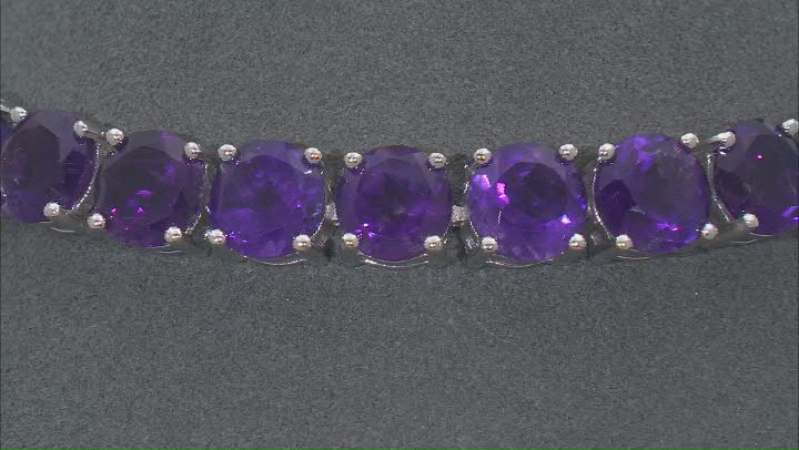African Amethyst Rhodium Over Sterling Silver Bolo Bracelet 11.22ctw Video Thumbnail