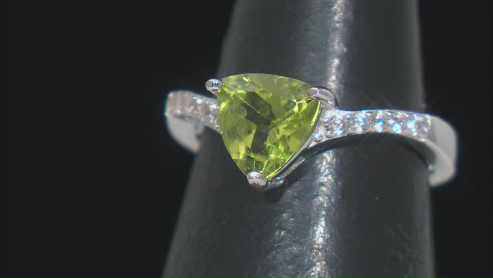 Green Peridot Rhodium Over Sterling Silver Ring 1.77ctw Video Thumbnail