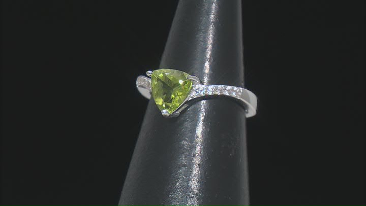 Green Peridot Rhodium Over Sterling Silver Ring 1.77ctw Video Thumbnail