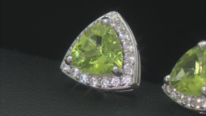 Green Peridot Rhodium Over Sterling Silver Ring 3.61ctw Video Thumbnail