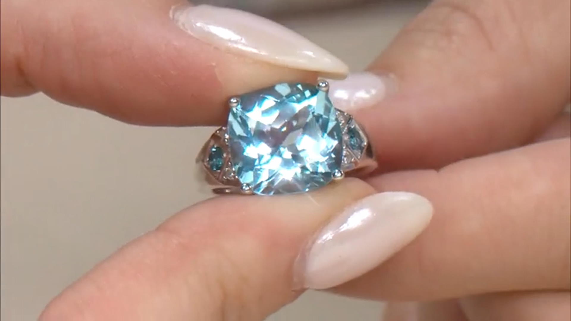 Sky Blue Topaz Rhodium Over Sterling Silver Ring 7.85ctw Video Thumbnail