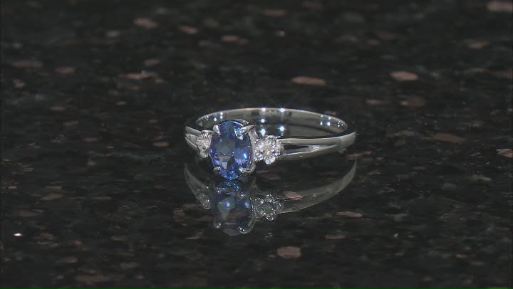 Blue Tanzanite Rhodium Over Sterling Silver Ring 0.69ctw Video Thumbnail