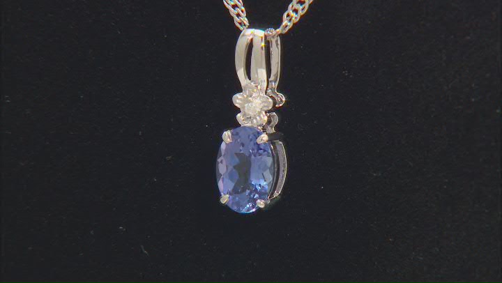 Blue Tanzanite Rhodium Over Sterling Silver Pendant with Chain 0.68ctw Video Thumbnail