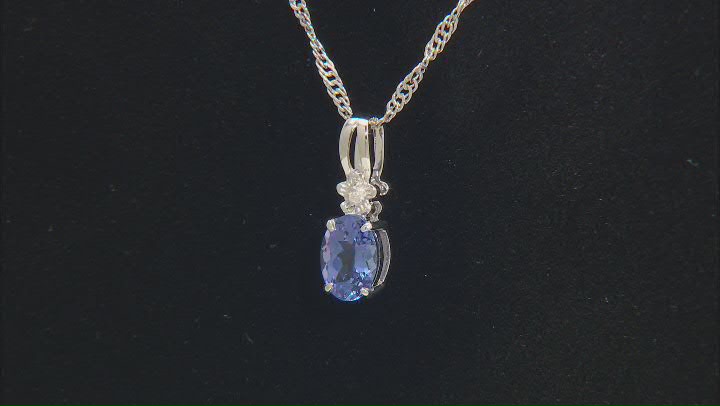 Blue Tanzanite Rhodium Over Sterling Silver Pendant with Chain 0.68ctw Video Thumbnail