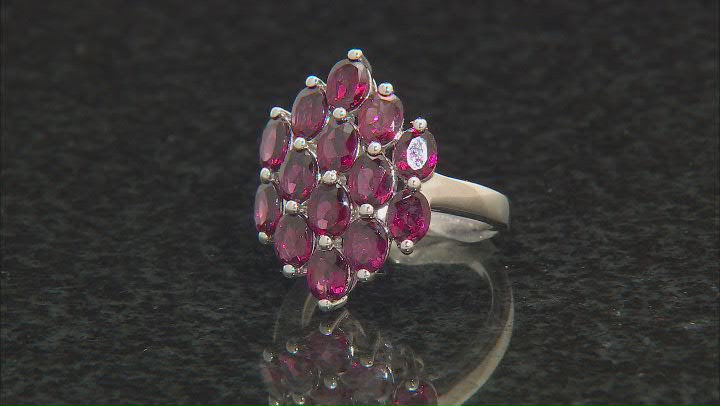 Raspberry Rhodolite Rhodium Over Sterling Silver Ring 5.67ctw Video Thumbnail