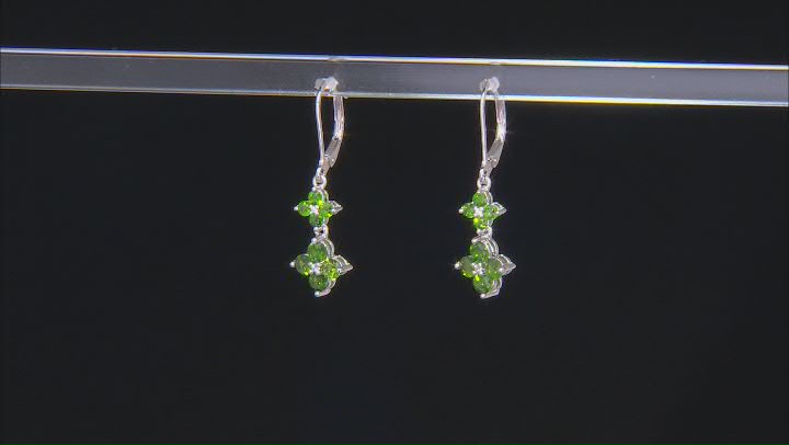 Green Chrome Diopside Rhodium Over Sterling Silver Earrings 1.73ctw Video Thumbnail