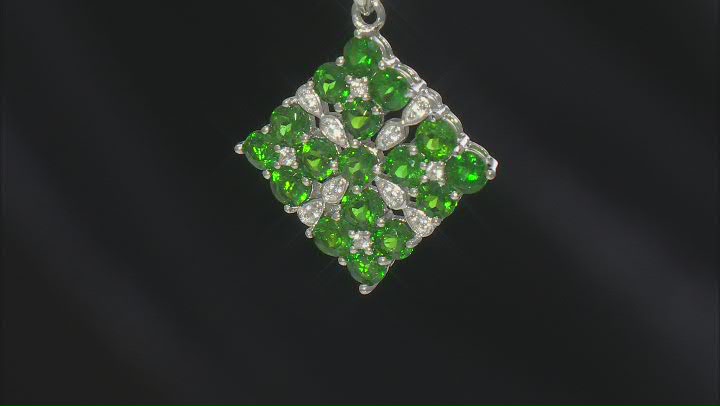 Green Chrome Diopside Rhodium Over Sterling Silver Pendant With Chain 2.14ctw Video Thumbnail