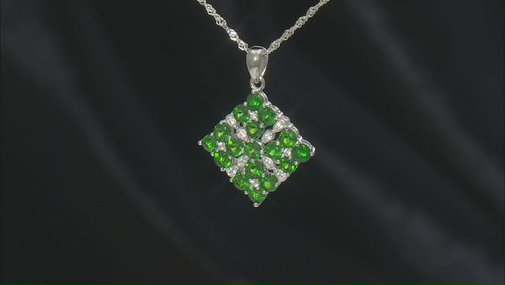 Green Chrome Diopside Rhodium Over Sterling Silver Pendant With Chain 2.14ctw Video Thumbnail