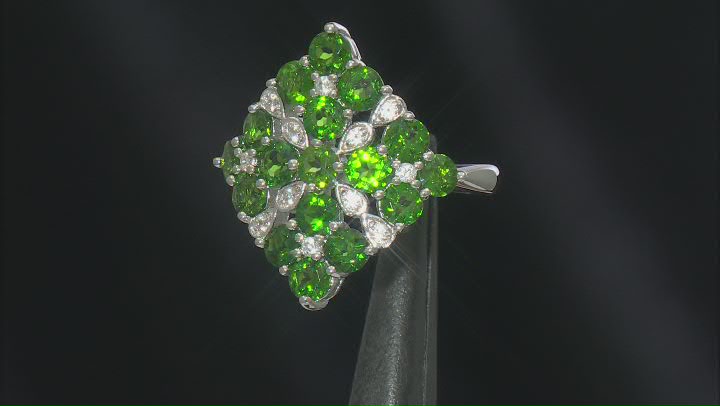 Green Chrome Diopside Rhodium Over Sterling Silver Ring 2.14ctw Video Thumbnail