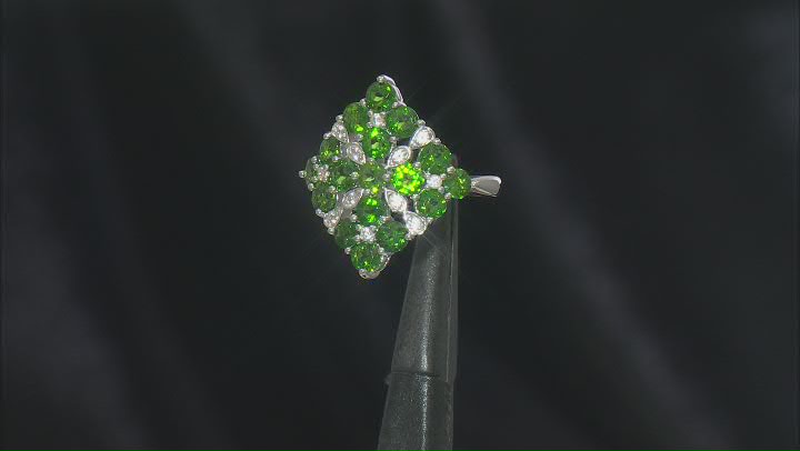 Green Chrome Diopside Rhodium Over Sterling Silver Ring 2.14ctw Video Thumbnail