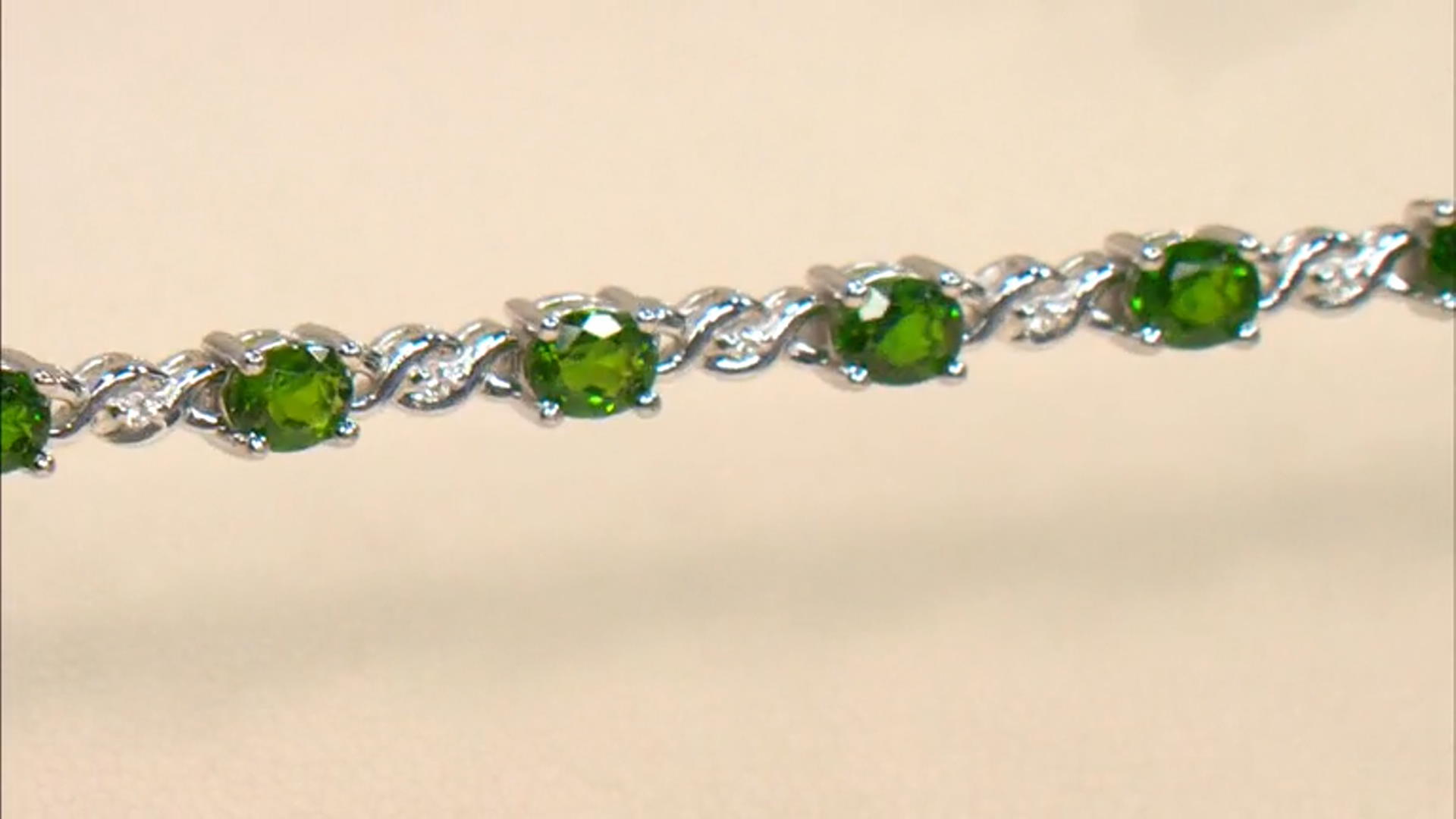 Chrome Diopside Rhodium Over Sterling Silver Tennis Bracelet 5.04ctw Video Thumbnail