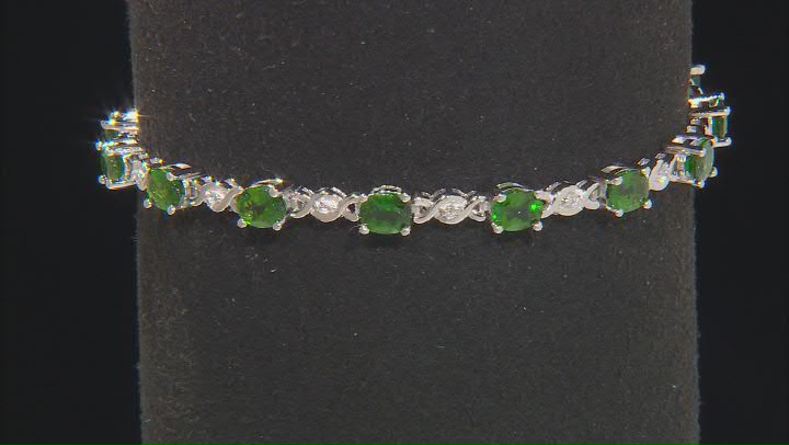 Chrome Diopside Rhodium Over Sterling Silver Tennis Bracelet 5.04ctw Video Thumbnail