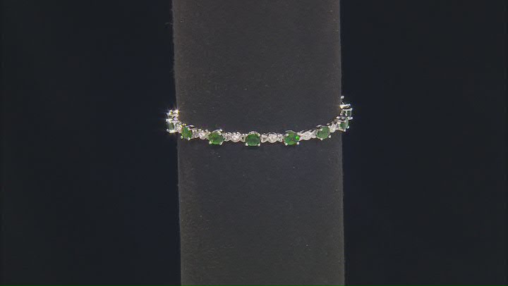 Chrome Diopside Rhodium Over Sterling Silver Tennis Bracelet 5.04ctw Video Thumbnail