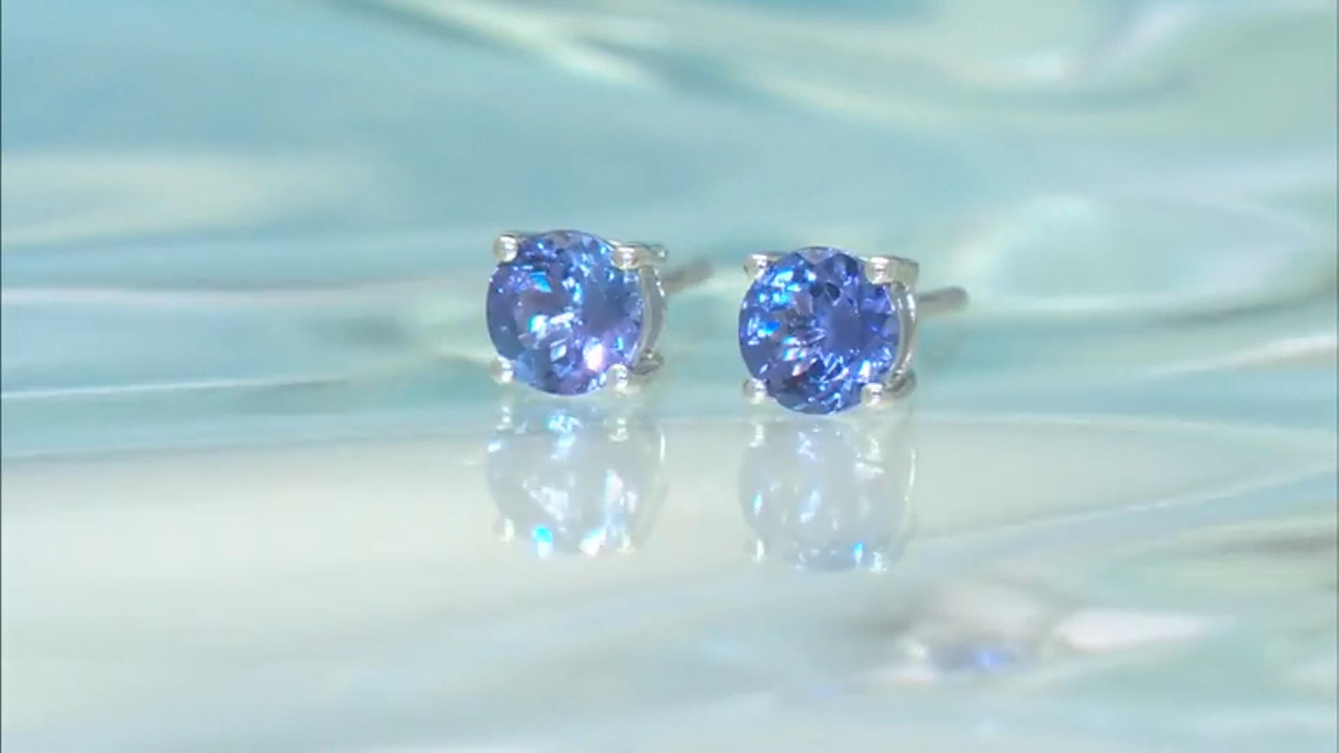 Tanzanite Rhodium Over 10k White Gold Stud Earrings 1.12ctw Video Thumbnail