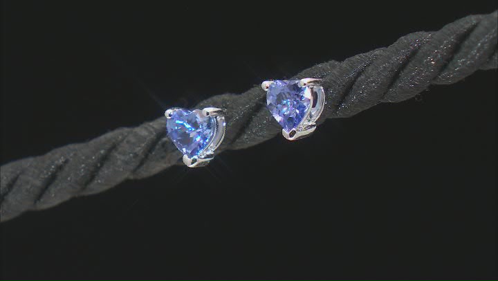Blue Tanzanite Rhodium Over 10k White Gold Stud Earrings 0.63ctw Video Thumbnail