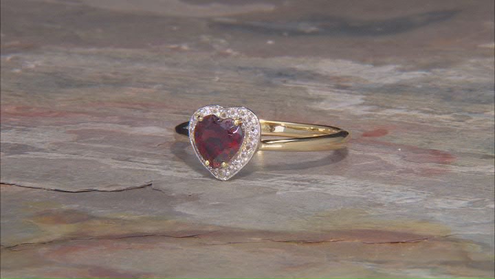 Red Garnet With White Topaz 18k Yellow Gold Over Sterling Silver Ring 0.99ctw Video Thumbnail