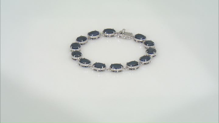 Blue Sapphire Rhodium Over Sterling Silver Bracelet 24.00ctw Video Thumbnail