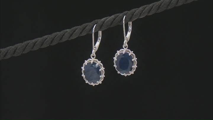 Blue Sapphire Rhodium Over Sterling Silver Earrings 6.10ctw Video Thumbnail