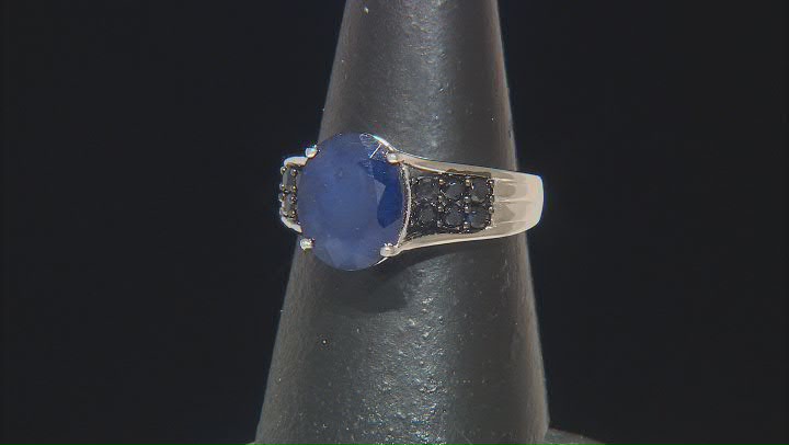 Blue Sapphire Rhodium Over Sterling Silver Ring 4.27ctw Video Thumbnail