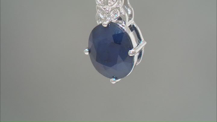 Blue Sapphire Rhodium Over Sterling Silver Pendant with Chain 3.52ctw Video Thumbnail
