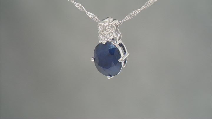 Blue Sapphire Rhodium Over Sterling Silver Pendant with Chain 3.52ctw Video Thumbnail