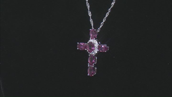 Blush Garnet Rhodium Over Sterling Silver Pendant with Chain 2.97ctw Video Thumbnail