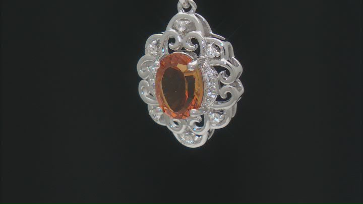 Orange Concave Madeira Citrine Rhodium Over Sterling Silver Pendant with Chain 0.98ctw Video Thumbnail