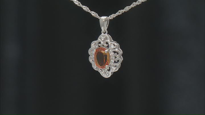 Orange Concave Madeira Citrine Rhodium Over Sterling Silver Pendant with Chain 0.98ctw Video Thumbnail