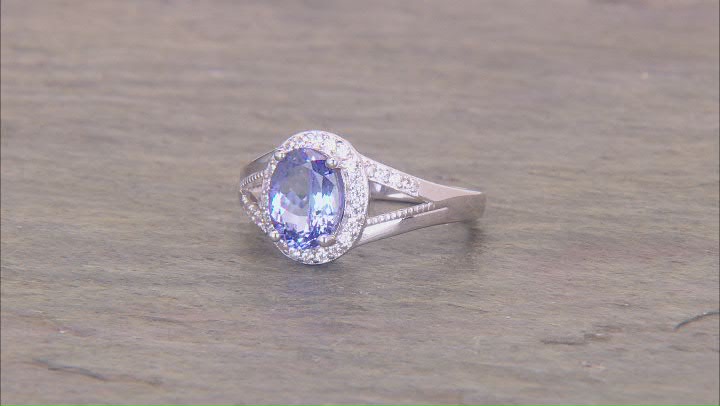 Blue Tanzanite Rhodium Over Sterling Silver Ring 1.71ctw Video Thumbnail