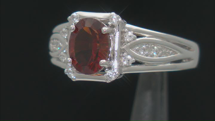 Orange Concave Madeira Citrine Rhodium Over Sterling Silver Ring 1.30ctw Video Thumbnail