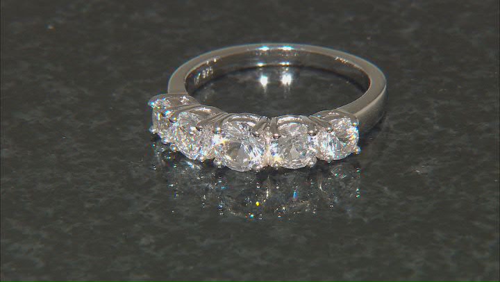 White Lab Created Sapphire Rhodium Over Sterling Silver Ring 2.92ctw Video Thumbnail