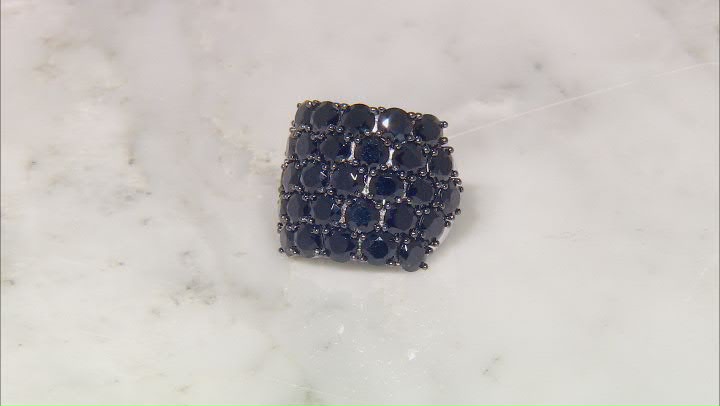 Black Spinel Rhodium Over Sterling Silver Ring 11.83ctw Video Thumbnail