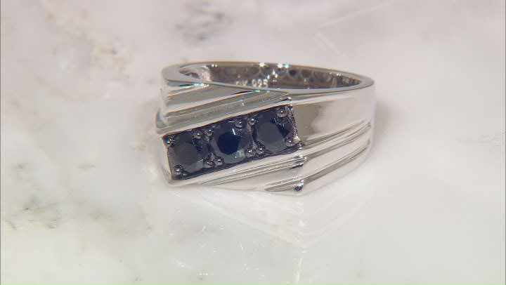Black Spinel Rhodium Over Sterling Silver Men's Ring 1.22ctw Video Thumbnail