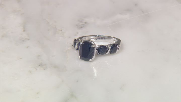 Black Spinel Rhodium Over Sterling Silver Set of Two Rings 5.80ctw Video Thumbnail