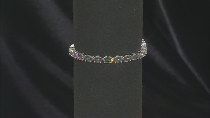 Mystic Fire® Green Topaz Rhodium Over Sterling Silver Tennis Bracelet 22.37ctw Video Thumbnail