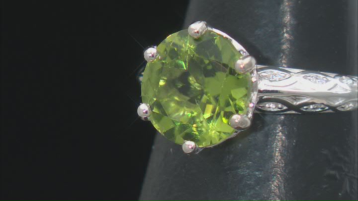 Green Peridot Rhodium Over Sterling Silver Ring 3.09ctw Video Thumbnail